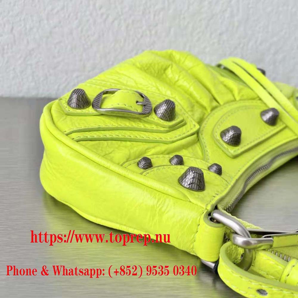 Balenciaga  Cagole Mini Purse With Chain in Neon Yellow